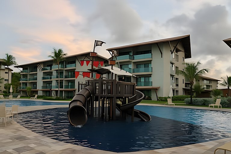 Luxuoso apto resort pé na areia